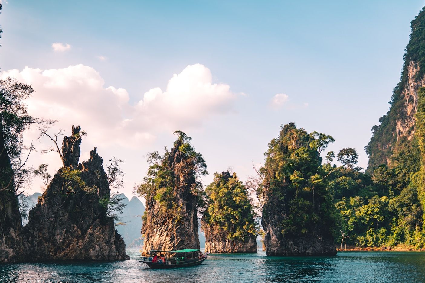 Limestone karst cliffs rising from the sea near Railay in Krabi