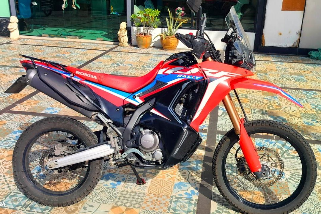 Trail-ready Honda CRF dirt bike from a Phuket rental shop ready for off-road riding