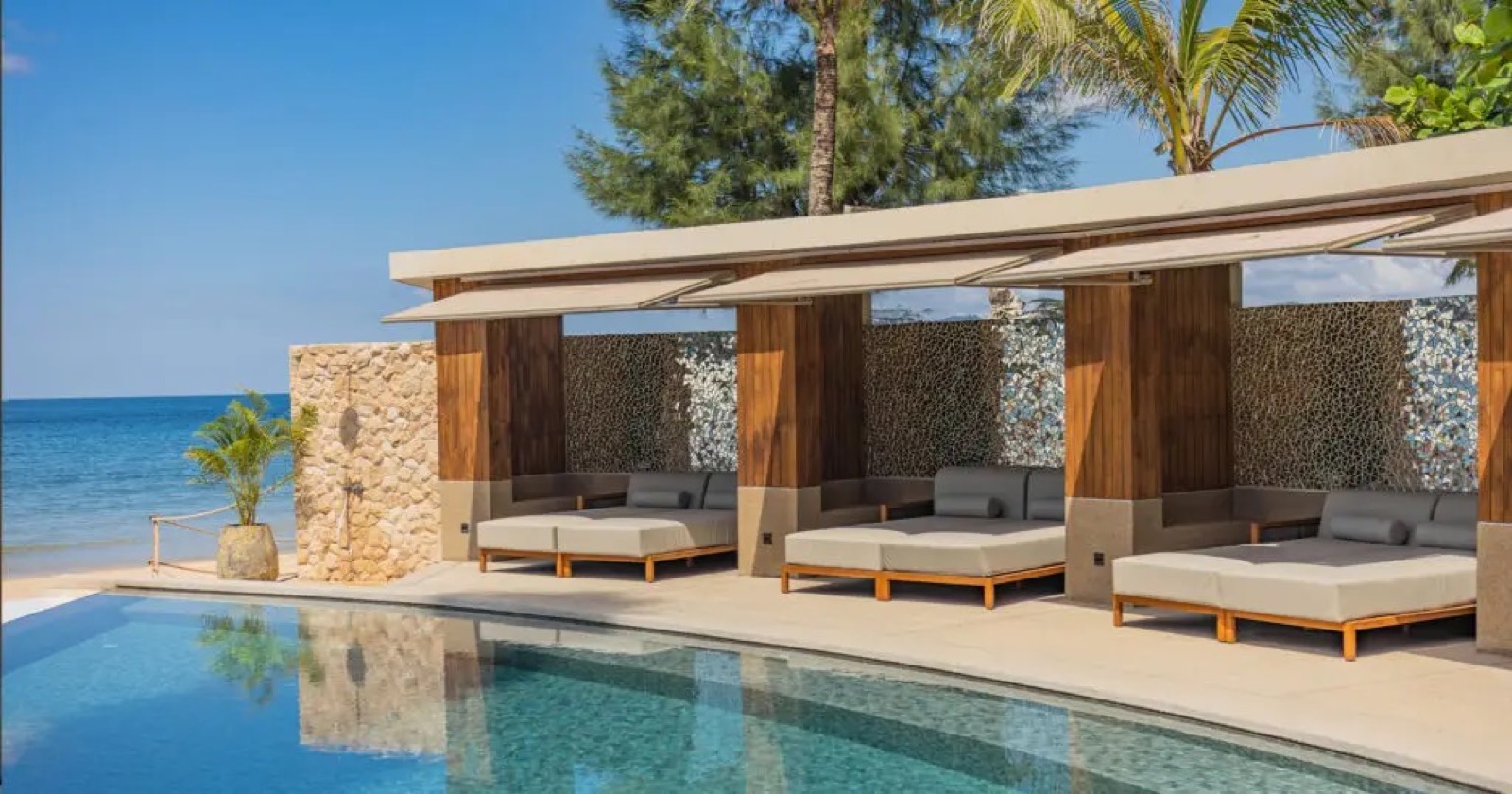Poolside loungers at Catch Beach Club, Bang Tao Beach, Phuket