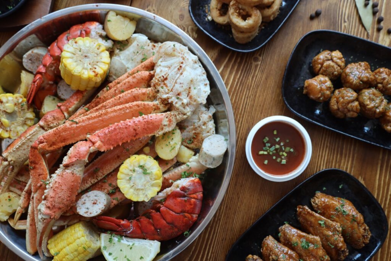 Crab Corner seafood boil and chicken wings in Patong Phuket