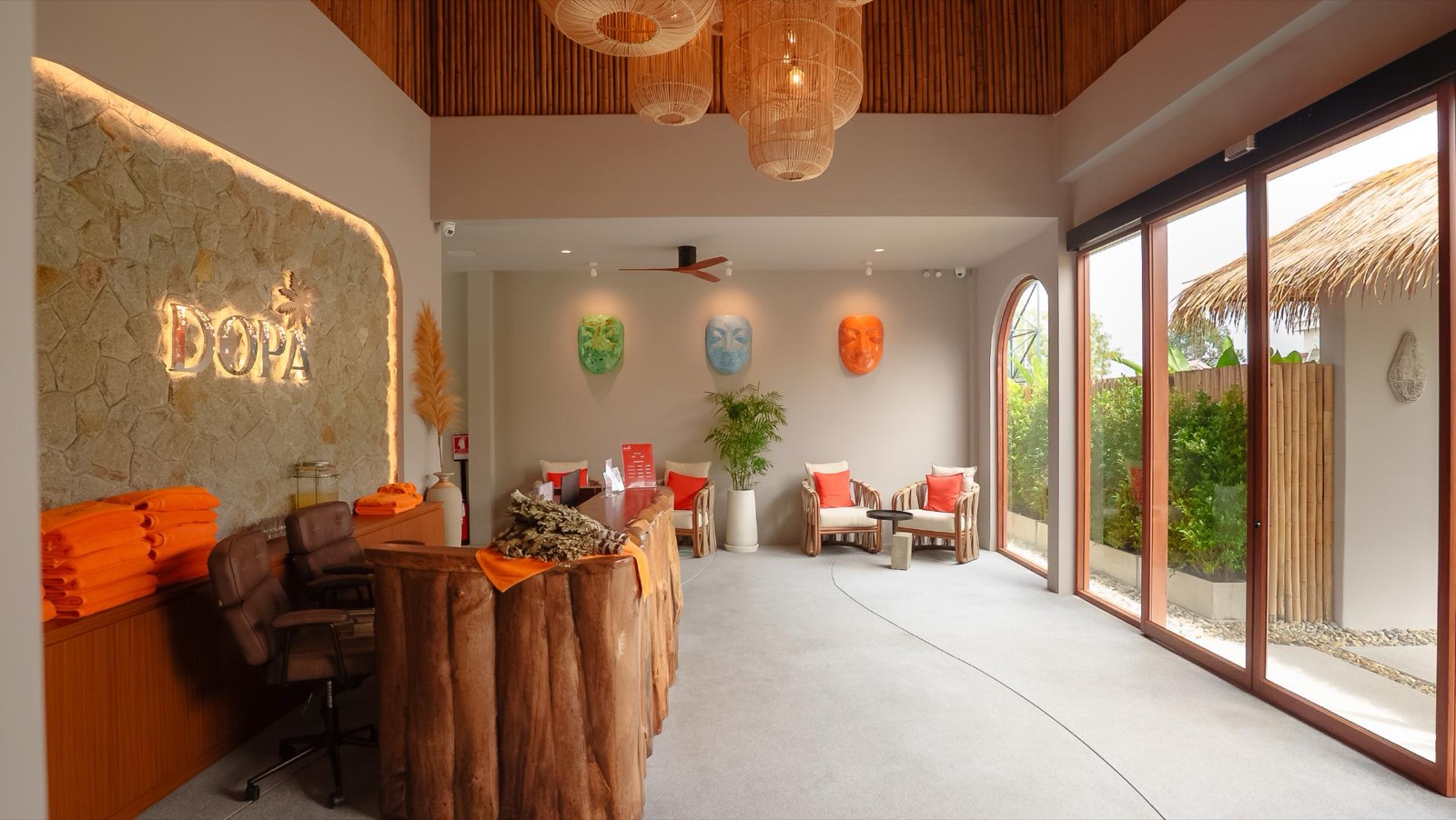 Reception lounge at DOPA wellness club, Bang Tao, Phuket