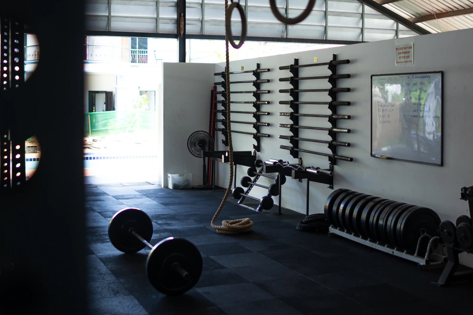 Strength training equipment at the open gym, Kamala Gym Phuket