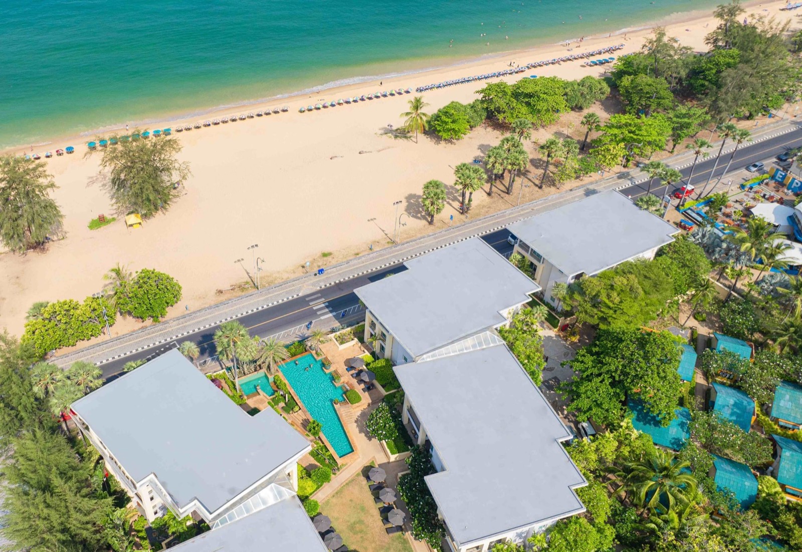 Aerial view of Paradox Resort Phuket gardens by Karon Beach, Phuket