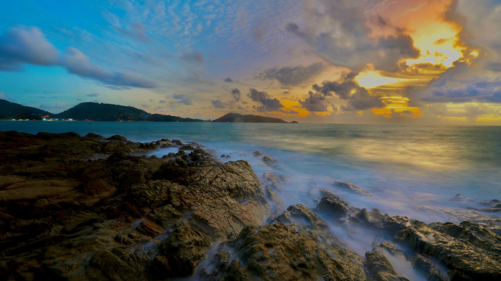 Sunset over Patong Beach on Phuket's west coast