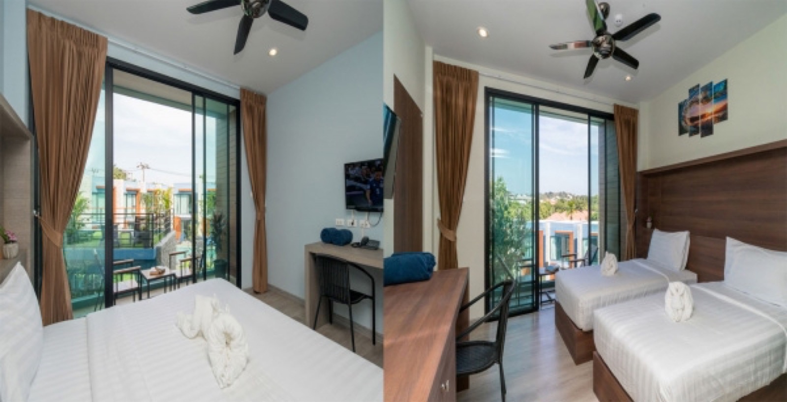 Guest rooms with balconies at Peace Blue Naturist Resort, Nai Harn, Phuket