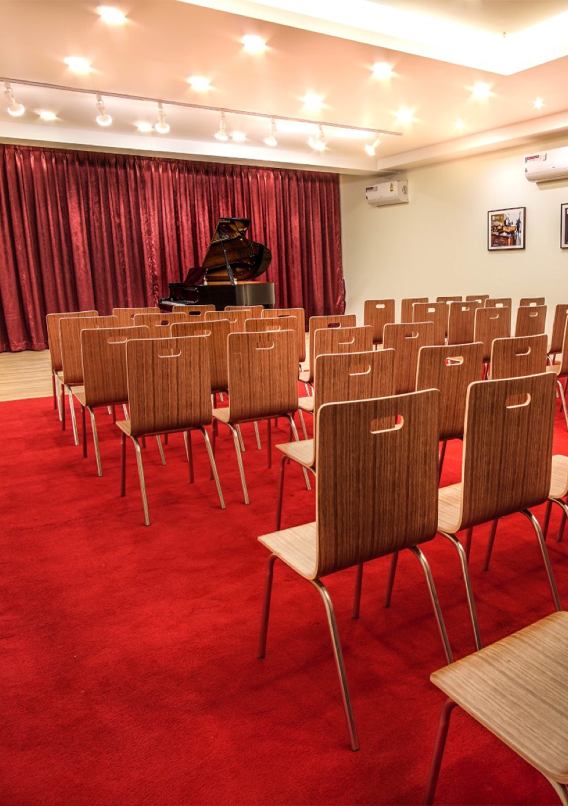 The 70 seat recital studio at Phuket School of Music with a grand piano
