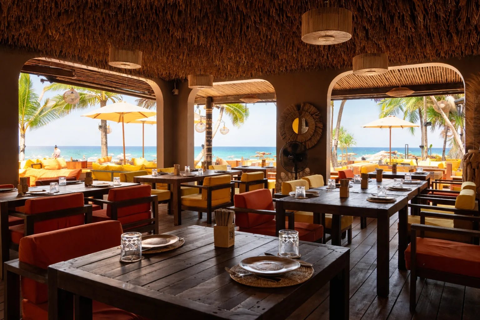 Beachfront restaurant and lounge with sea views at Tann Beach Club, Karon