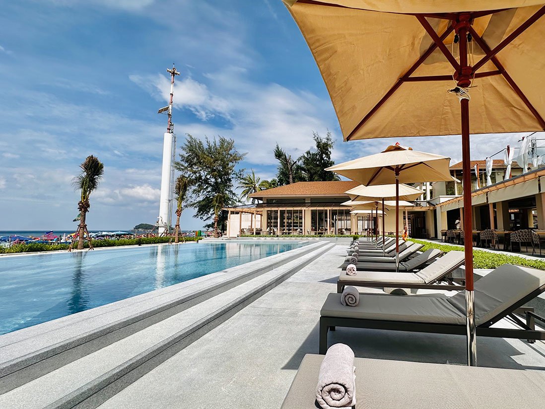Infinity-edge pool at The Shore Beach Club, Kata Noi Beach, Phuket